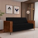 Ver imagem 1 de Sofá Living Decorativo Houston 2 Lugares 200cm Pés em Metal Veludo/ Pu Preto/ Marrom G33 - Gran Belo