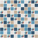 Ver imagem 1 de Papel de Parede Pastilhas Floridas Cinza e Azul - 3,30x0,50m