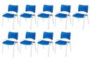 Ver imagem 2 de Cadeira Iso Base Branco Escola, Escritório Azul Kit 9 Un