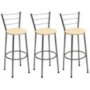 Ver imagem 1 de Kit 3 Banquetas Média Cromada Com Encosto Assento Bege