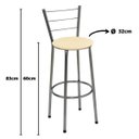 Ver imagem 3 de Kit 3 Banquetas Média Cromada Com Encosto Assento Bege
