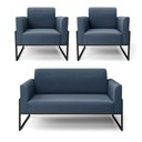 Ver imagem 1 de Sofá Namoradeira com 2 Poltronas Base Industrial Alta Preto Marisa Suede D03 - D’Rossi Azul M