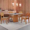 Ver imagem 1 de Mesa de Jantar Eloise 90cm Tampo Mdf Vidro com 4 Cadeiras Copper Premium Moderna Mobília