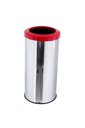 Ver imagem 1 de Lixeira Inox 25L Aro Esmaltado Cesto De Lixo Reciclável Cozinha - Vermelho