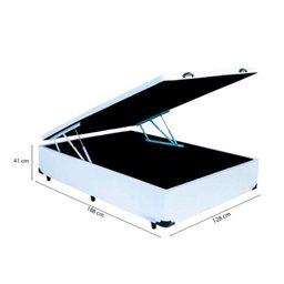 Cama Box Baú Viúva 128 Tecido Branco com Colchão Alegro Bello Box D28 Cinza 58x128x188 - 2