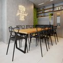 Ver imagem 1 de Conjunto Mesa Madeira Maciça Lanna 2,20m Ferragem Preta com 8 Cadeiras Alegra Preta