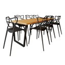 Ver imagem 2 de Conjunto Mesa Madeira Maciça Lanna 2,20m Ferragem Preta com 8 Cadeiras Alegra Preta