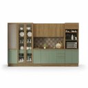 Ver imagem 3 de Armário de Cozinha Modulada Completa Reta 9 Peças 3,60m Botanic Kappesberg - Nogueira/Verde Oliva