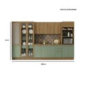 Ver imagem 2 de Armário de Cozinha Modulada Completa Reta 9 Peças 3,60m Botanic Kappesberg - Nogueira/Verde Oliva