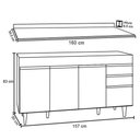 Ver imagem 4 de Balcão Gabinete para Pia com Tampo 160cm Arkansas Preto-cinza - Lumil