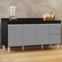 Ver imagem 2 de Balcão Gabinete para Pia com Tampo 160cm Arkansas Preto-cinza - Lumil