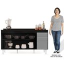 Ver imagem 5 de Balcão Gabinete para Pia com Tampo 160cm Arkansas Preto-cinza - Lumil