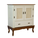 Ver imagem 3 de Cristaleira Rústica Madeira com 2 Portas Rattan 1 Gaveta - Nude Laca com Tampo e Base Imbuia Glazer