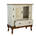 Ver imagem 5 de Cristaleira Rústica Madeira com 2 Portas Rattan 1 Gaveta - Nude Laca com Tampo e Base Imbuia Glazer