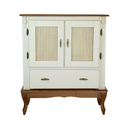 Ver imagem 4 de Cristaleira Rústica Madeira com 2 Portas Rattan 1 Gaveta - Nude Laca com Tampo e Base Imbuia Glazer