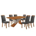 Ver imagem 2 de Mesa de Jantar Yasmin 180 cm Tampo MDF Laminado Canto Copo com 6 Cadeiras Aline