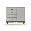 Ver imagem 2 de Cômoda com 4 Gavetas e 1 Porta Clássica Pés Luiz Xv Offwhite - Imbuia