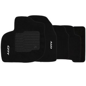 Jogo de Tapete Automotivo Carpete City 2009 À 2014 Soft Logo Bordado Preto 5 Peças