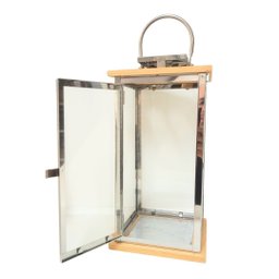 Jogo 2 Lanternas Decorativa Luxo Inox e Madeira Prime Grande 60cm e 43cm - Empório Decor - 8