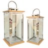Jogo 2 Lanternas Decorativa Luxo Inox e Madeira Prime Grande 60cm e 43cm - Empório Decor - 1