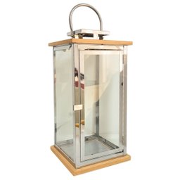 Jogo 2 Lanternas Decorativa Luxo Inox e Madeira Prime Grande 60cm e 43cm - Empório Decor - 7