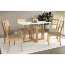 Ver imagem 2 de Sala Jantar Mesa Elma Premium Madeira Maciça C/ Tampo Madeirado C/ Vidro 160x90cm e 6 Cadeiras Lola