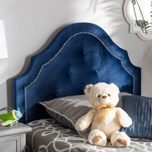 Cabeceira Provençal Laurel Com Tachas - Solteiro Suede Azul marinho - Aquarellaestofados