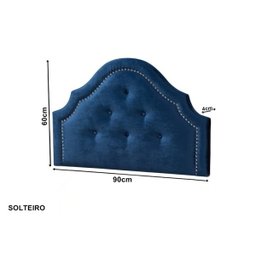 Cabeceira Provençal Laurel Com Tachas - Solteiro Suede Azul marinho - Aquarellaestofados - 2