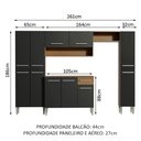 Ver imagem 4 de Armário de Cozinha Completa 261cm Rustic/Preto/Preto Emilly Hit Madesa 01