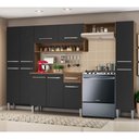 Ver imagem 1 de Armário de Cozinha Completa 261cm Rustic/Preto/Preto Emilly Hit Madesa 01