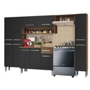 Ver imagem 3 de Armário de Cozinha Completa 261cm Rustic/Preto/Preto Emilly Hit Madesa 01