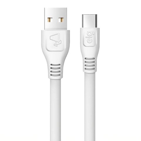 Cabo Flat USB-C para USB - 2 Metros - USB 2.0 - Branco - Elg ELMC20WH