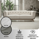 Ver imagem 4 de Sofá 2 Lugares 200cm Retrô Pés de Madeira Luxo Premium Estofado Bouclé Névoa Courino Cinza P/ Sala