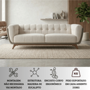 Ver imagem 7 de Sofá 2 Lugares 200cm Retrô Pés de Madeira Luxo Premium Estofado Bouclé Névoa Courino Cinza P/ Sala
