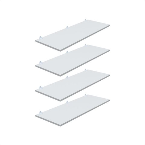 Kit 4 Prateleira Branca 90X30 + Suporte Flutuante Mdf  Organizadora Decoração Cozinha Banheiro Sala