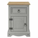 Ver imagem 2 de Mesa de Cabeceira de Madeira Maciça com 1 Porta e 1 Gaveta Cinza Lavado