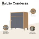 Ver imagem 5 de Balcão 2 Portas 1 Gaveta Nesher Condessa 80cm MDF Carvalho-Titânio