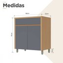 Ver imagem 2 de Balcão 2 Portas 1 Gaveta Nesher Condessa 80cm MDF Carvalho-Titânio