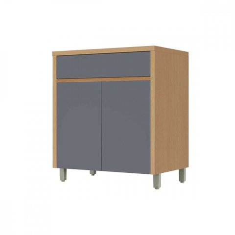 Balcão 2 Portas 1 Gaveta Nesher Condessa 80cm MDF Carvalho-Titânio