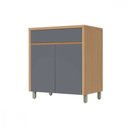 Ver imagem 1 de Balcão 2 Portas 1 Gaveta Nesher Condessa 80cm MDF Carvalho-Titânio