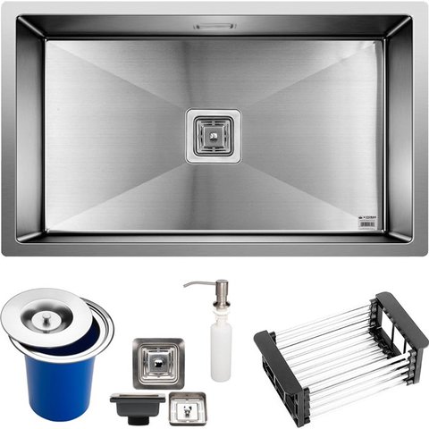 Cuba Inox Quadrada Gourmet Cozinha Pia 75x45 Lixeira Sa750