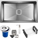 Ver imagem 1 de Cuba Inox Quadrada Gourmet Cozinha Pia 75x45 Lixeira Sa750