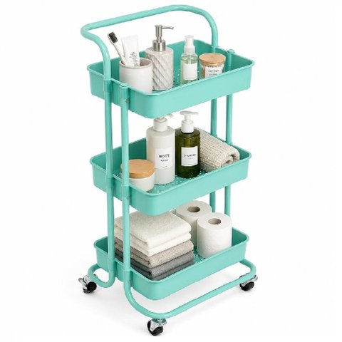 Carrinho Organizador Multiuso Porta Brinquedos Sala Cozinha Consultorio Dentista 3 Prateleiras Auxil