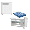Ver imagem 1 de Berço Americano Lara com Colchão e Cômoda Infantil Ternura Baby Branco Brilho - Incorplac