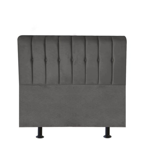 Cabeceira Estofada Kiara 100cm Solteiro Box Quarto Corino Cinza - Gat Magazine