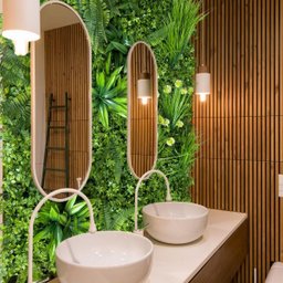 Painel Jardim Vertical Artificial Premium 100x100cm com Folhagens Verdes Realistas para Decoração - 1