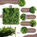 Ver imagem 3 de Painel Jardim Vertical Artificial Premium 100x100cm com Folhagens Verdes Realistas para Decoração