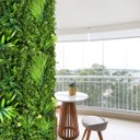 Ver imagem 1 de Painel Jardim Vertical Artificial Premium 100x100cm com Folhagens Verdes Realistas para Decoração