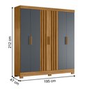 Ver imagem 2 de Guarda Roupa Casal Ayla 6 Portas de Bater 2 Gavetas MDP Freijó Cinza Moval Móveis