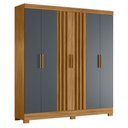 Ver imagem 1 de Guarda Roupa Casal Ayla 6 Portas de Bater 2 Gavetas MDP Freijó Cinza Moval Móveis